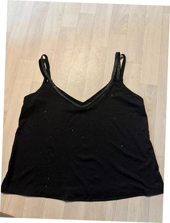 Débardeur noir à paillettes et strass taille L