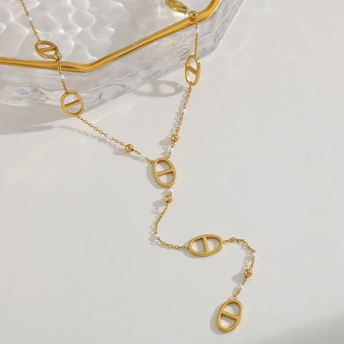 Collier nez de cochon en Y acier inoxydable tendance - photo numéro 4