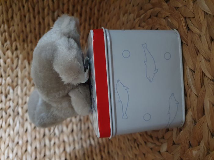 Rare Peluche phoque Hauteur 9 cm avec sa boite métal Vert Baudet - photo numéro 4