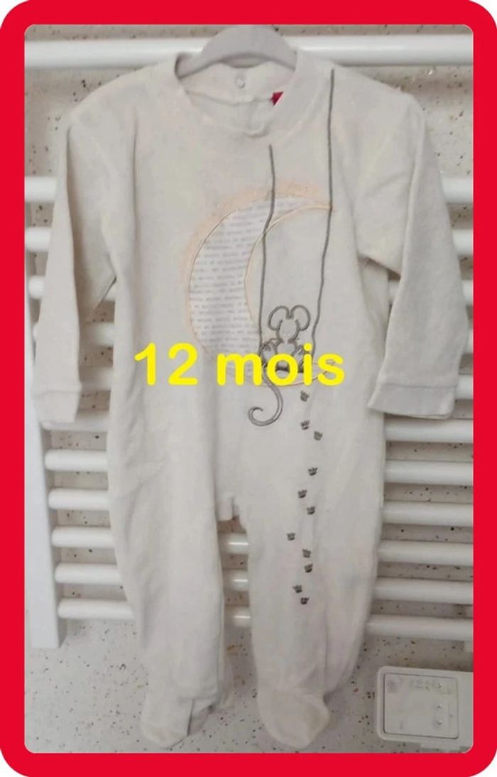 Pyjama jaune clair motif souris Babygro Taille 12 mois