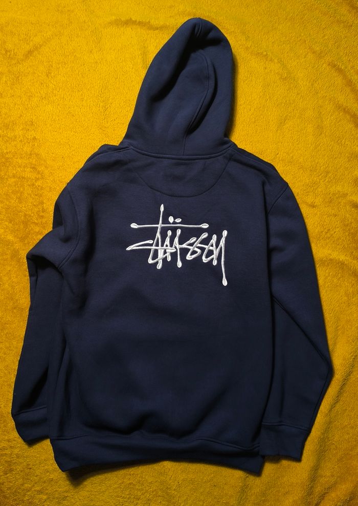 hoodie rework stussy style bleu marine très bon état taille M - photo numéro 3