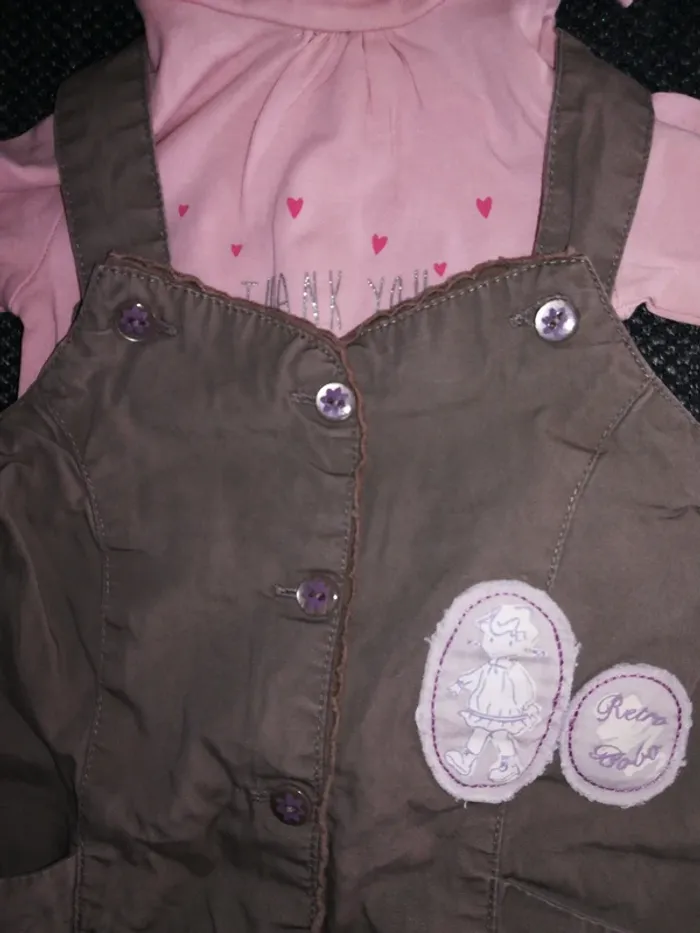 Magnifique ensemble salopette et col roulé, bébé fille, 3mois. - photo numéro 4
