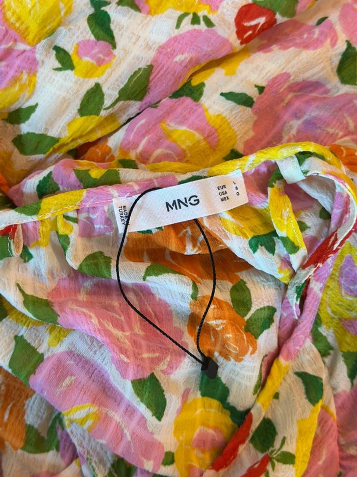 Robe d’été fleurie dos lacé Mango – taille L - photo numéro 7