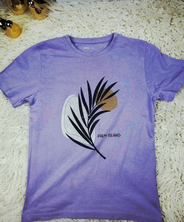 T-shirt manches courtes " Palm Island " mauve Garçon taille 10 ans marque Gemo 🎸 - photo numéro 3