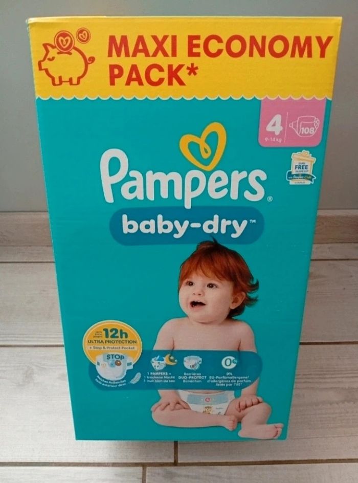 Carton Pampers baby dry taille 4
