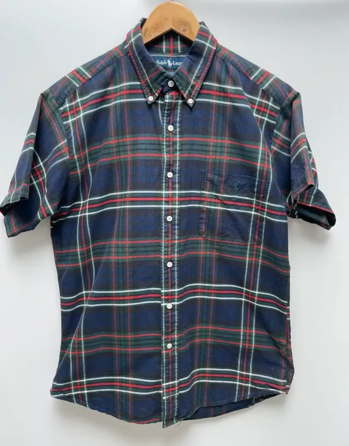 Ralph Lauren The Big Shirt short sleeve shirt plaid checkered Mens M