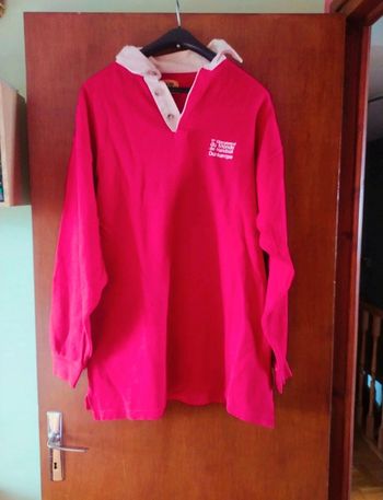 Polo vintage rouge avec col taille L oversize championnat du monde handball