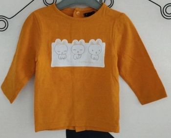 Tee-shirt manches longues moutarde Kiabi taille 6 mois