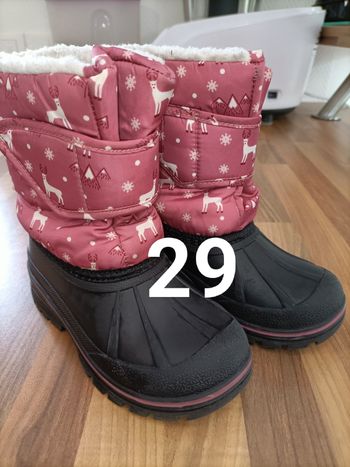 Bottes après ski neige rose blanc chamois 29