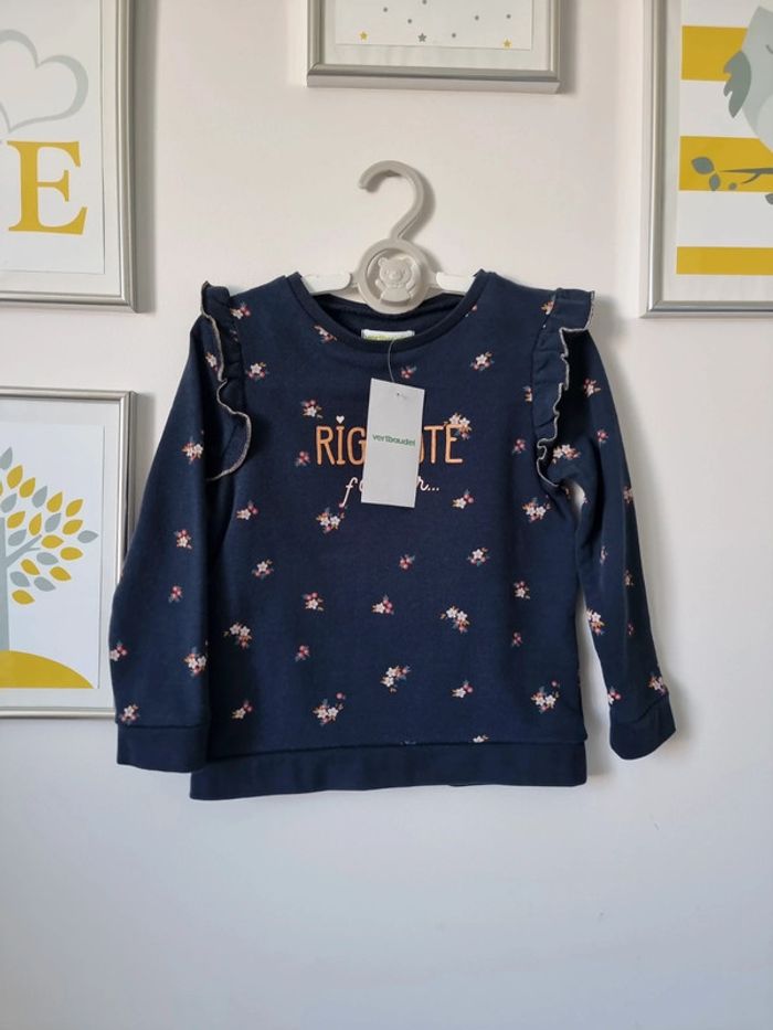 Sweat fleur marine rigolote vertbaudet taille 4ans neuf