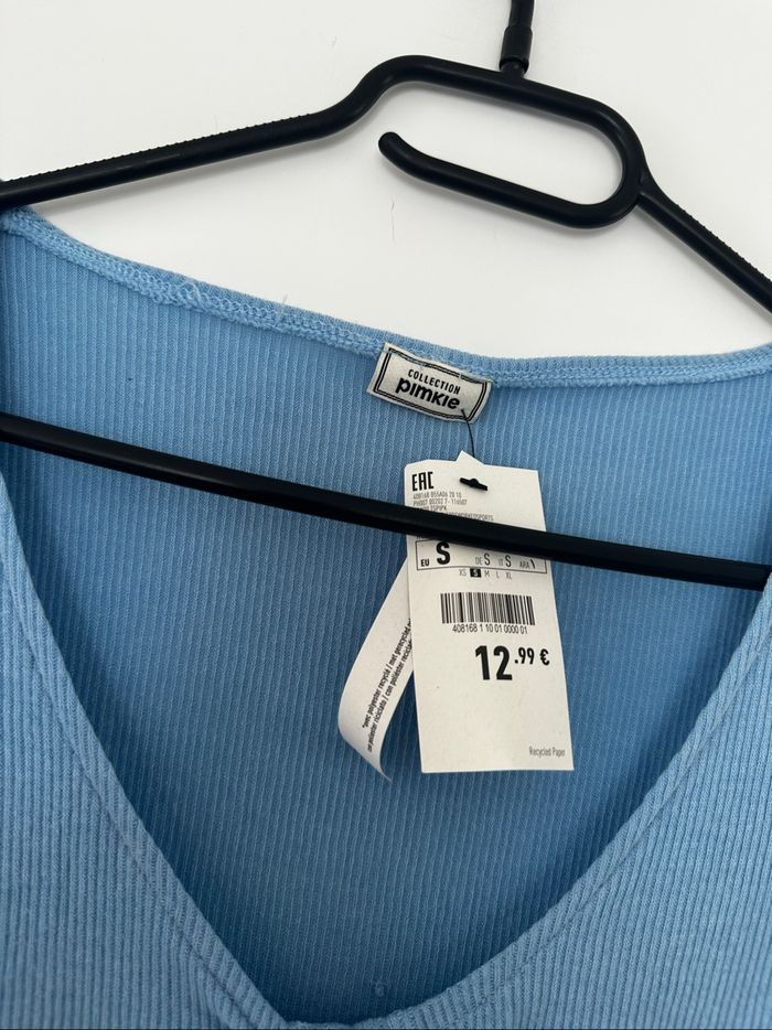 Haut bleu côtelé Pimkie – Taille S (Neuf avec étiquette) - photo numéro 4