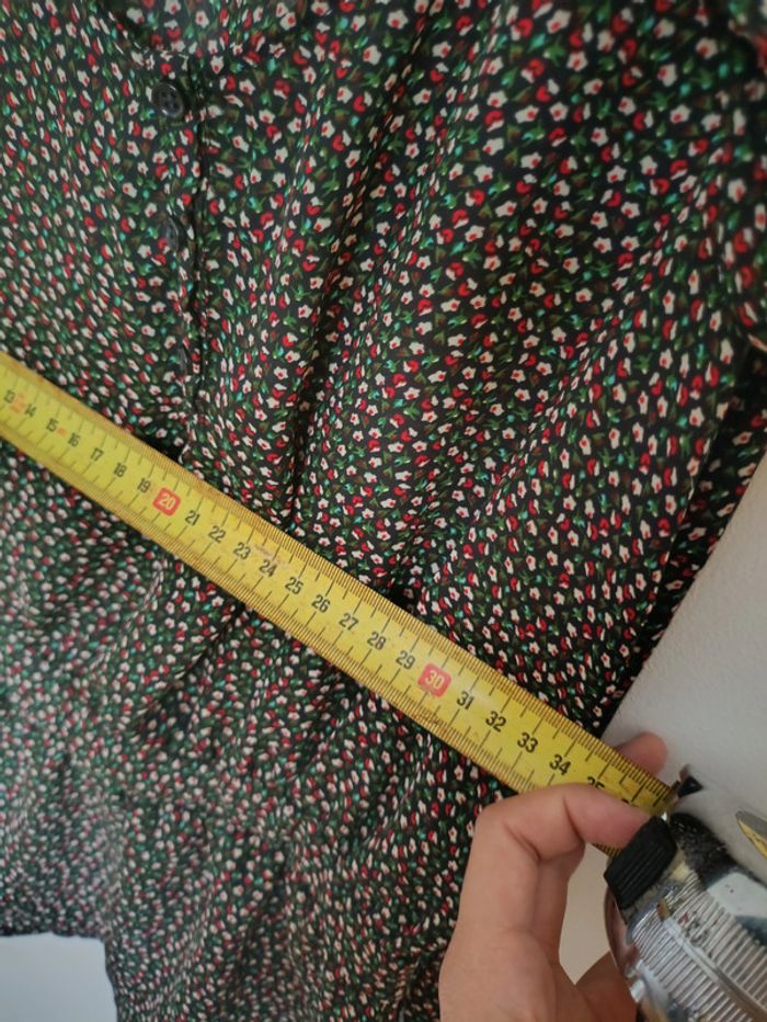 Blouse noire à petites fleurs vintage transparent - photo numéro 2