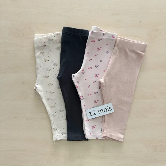 Lot de 4 leggings fille 12 mois 74 cm