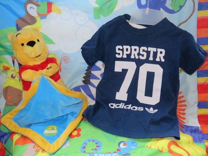 T-shirt manche courte 12 mois, adidas, bleu, garçon, superstar - photo numéro 2