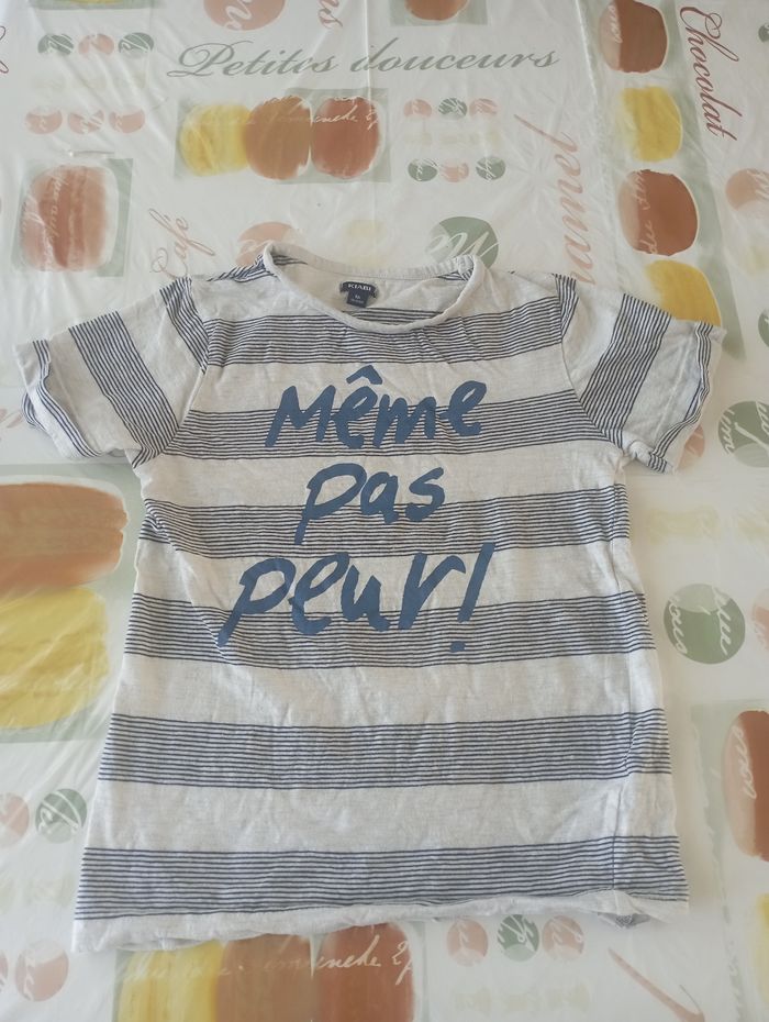 Tee shirt manches courtes blanc/bleu 8 ans Kiabi neuf 3€ - photo numéro 2