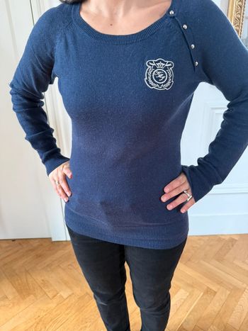 Pull femme marine avec laine chaud ajusté S