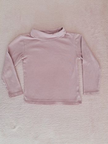 T-shirt 3 ans manches longues col montant, détail strass, rose