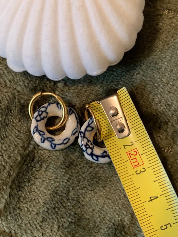 Boucles d’oreilles en porcelaine style portugaise - photo numéro 3