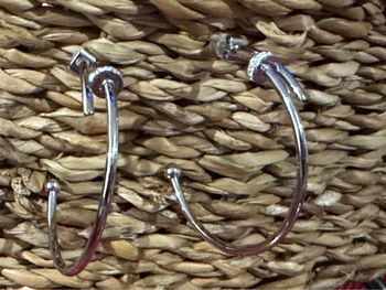 Créoles acier inoxydable argent clous cristaux