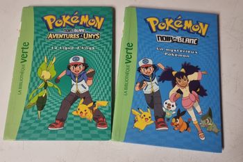 lot 2 livres pokémon noir et blanc – bibliothèque verte – aventures à unys + mystérieux pokémon