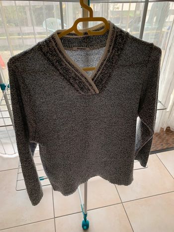 Joli pull bleu chiné col taille 1/S/36 de Damart