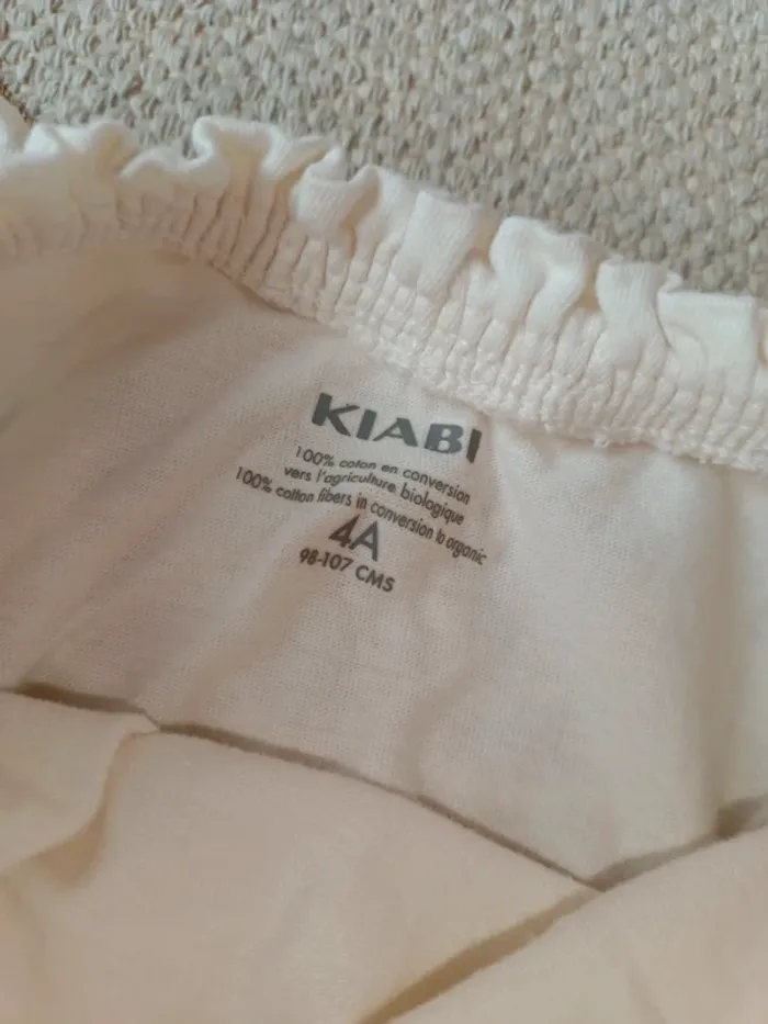 T-shirt crème 4 ans kiabi col dentelle broderie - photo numéro 4