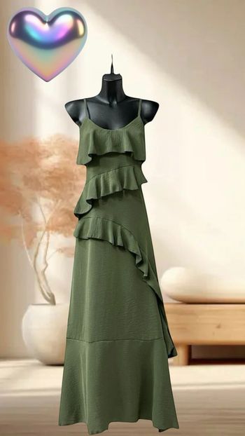 Robe fluide longue  bohème kaki