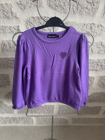 Tee shirt fille mauve chaud hiver 6 ans manches longues