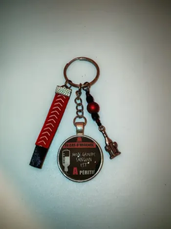 Cadeau humour apéro, porte clé message " groupe sanguin A peritif"