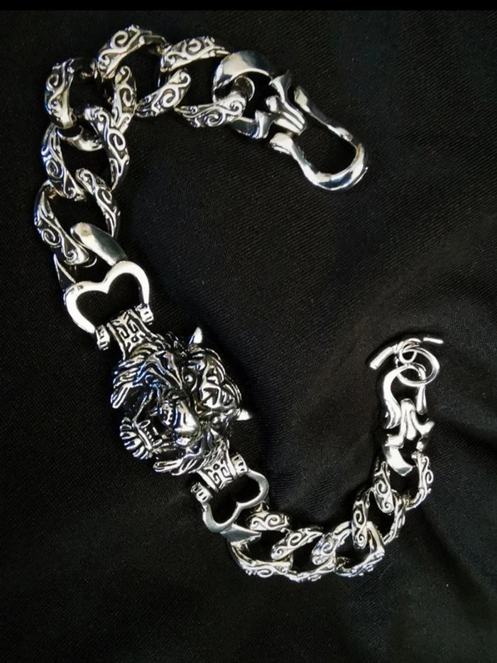 A26 Bracelet jonc gourmette tigre viking métal - photo numéro 2