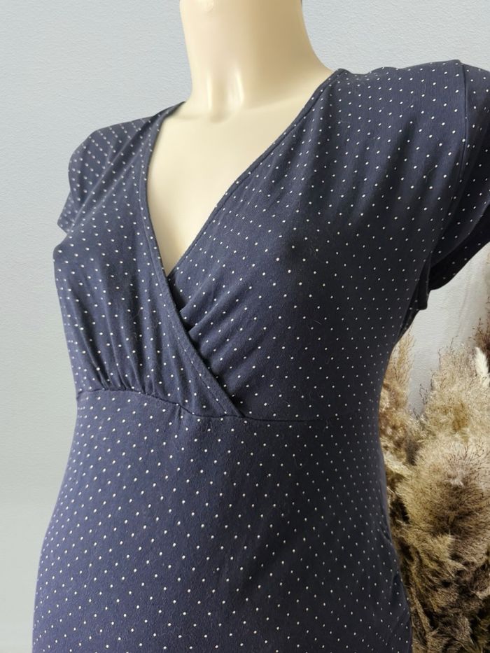 Robe de grossesse marine à pois blanc rougegorge - photo numéro 3