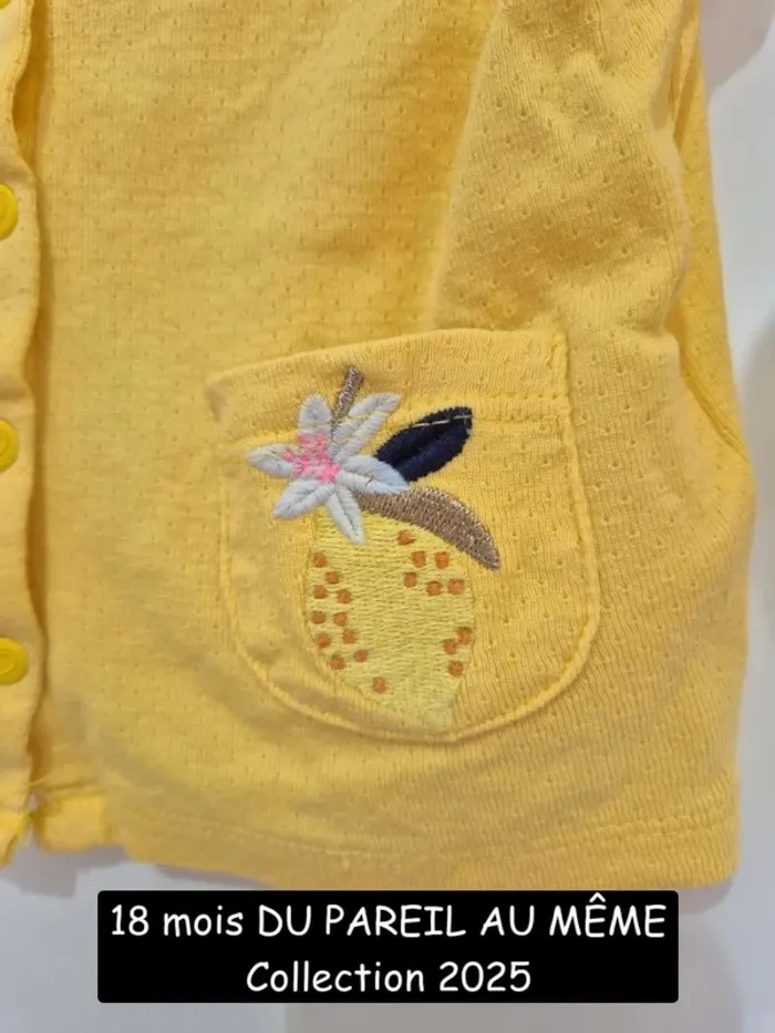 Collection 2025 Du pareil au même 18 mois 80 cm cardigan jaune gilet brodé - photo numéro 3