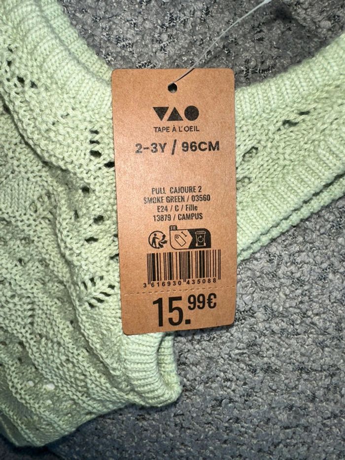 Pull sans manches tricot ajouré vert pastel Tape à l’œil - photo numéro 3