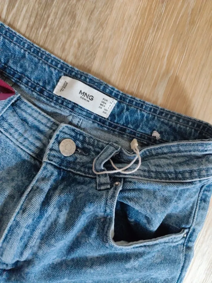 Jean flare Mango 34 coupé large taille haute fleuri - photo numéro 2