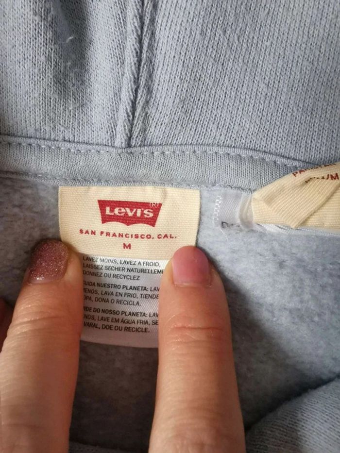 Sweat à capuche bleu Levi's T. M - photo numéro 4