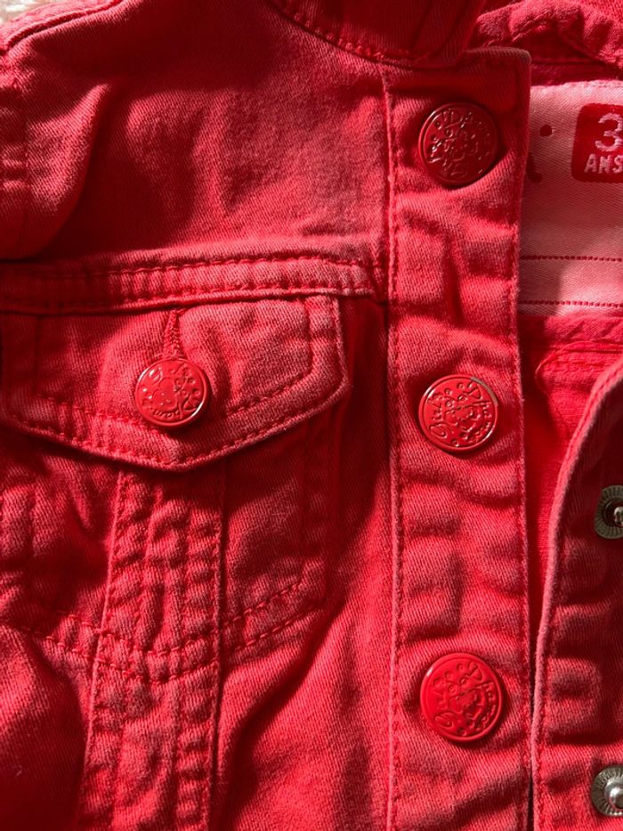Veste en jean rouge dpam 3 ans - photo numéro 4