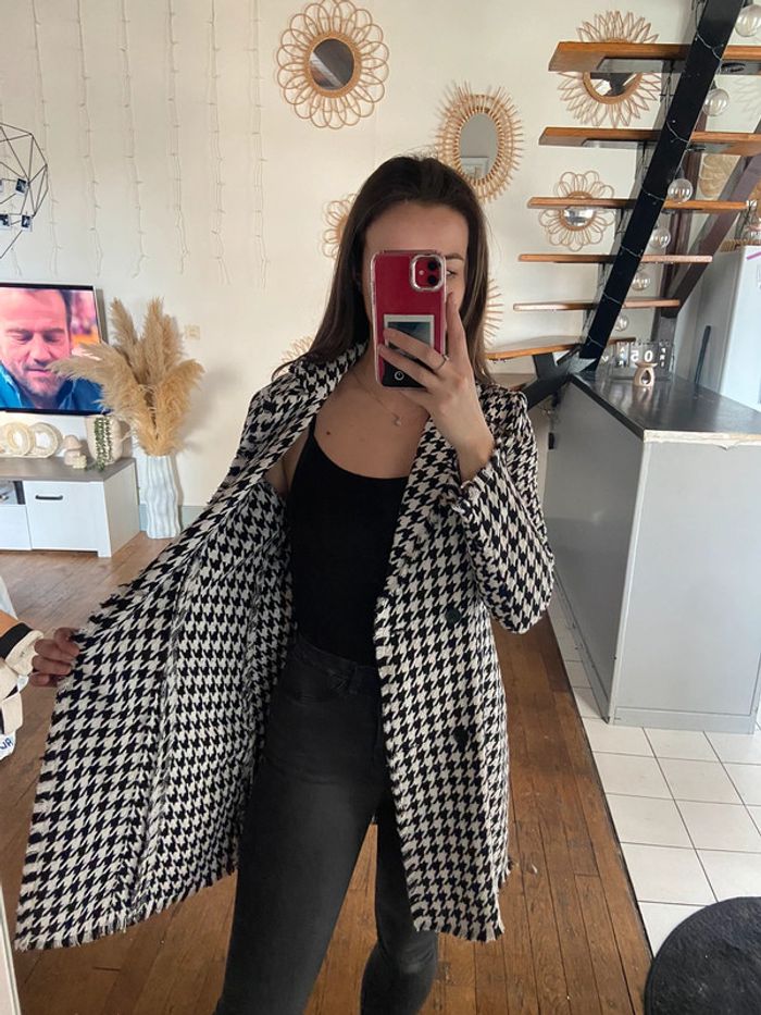 Blazer long pied de poule - photo numéro 5