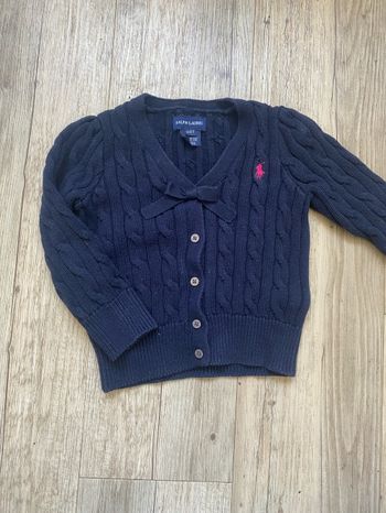 Gilet Ralph Lauren fille noeud papillon 2 ans