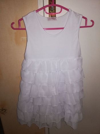 Robe d'été fille avec volants 10 ans couleur blanc