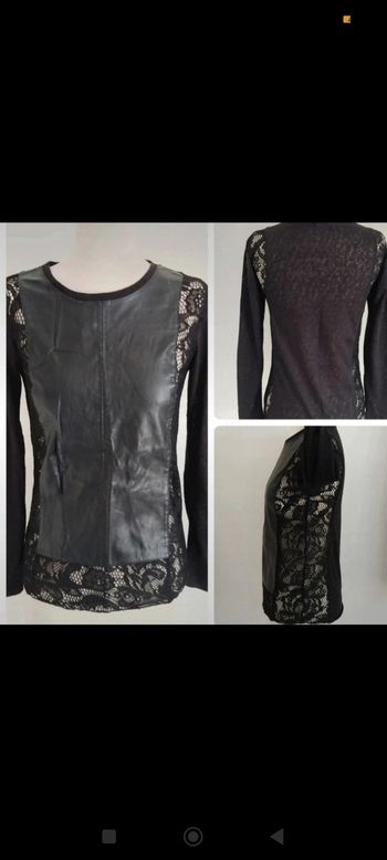 Sublime blouse manches longues noire avec dentelle Solange TU/38