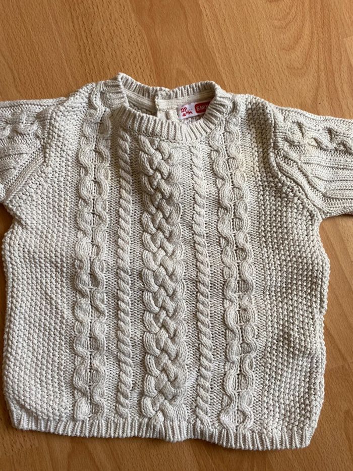 Beau pull crème DPAM T. 6 mois/68 cm garçon TBE - photo numéro 3