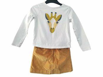 4 ans fille ensemble Okaïdi Teeshirt et jupe cotelee