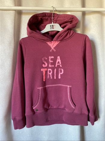 Pull sweat à capuche rose dentelle 10 ans Kiabi