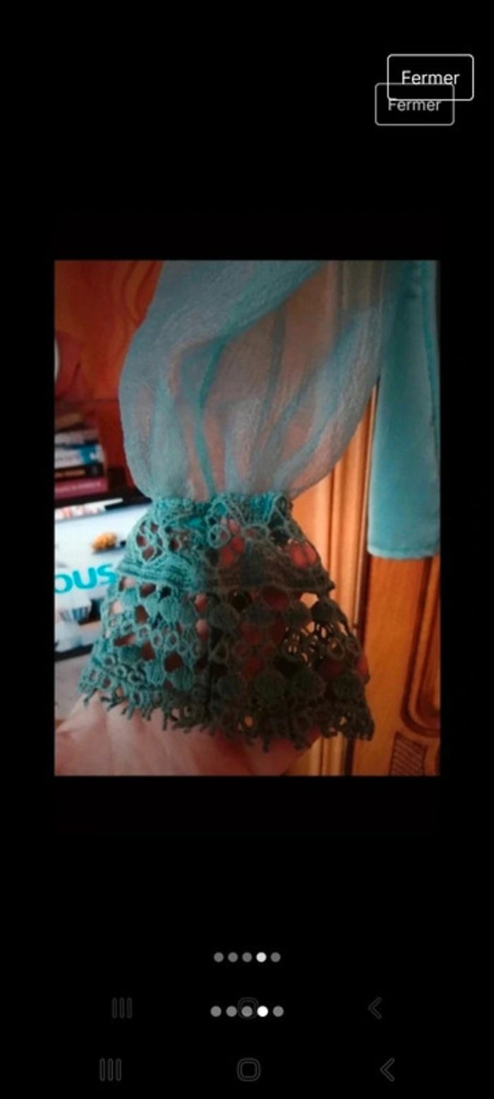 Blouse satinée avec manches en voiles et dentelles - photo numéro 4