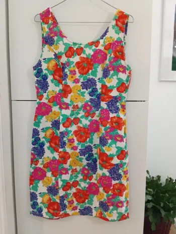 Robe vintage en coton multicolore