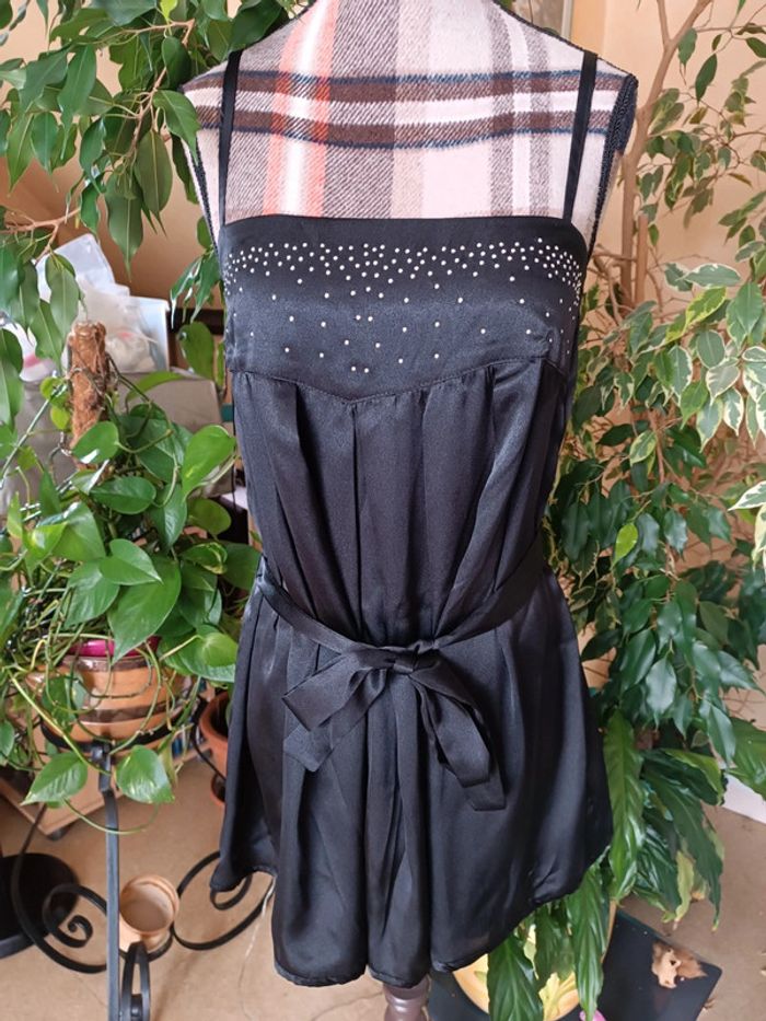 Tunique noire brillants argentés