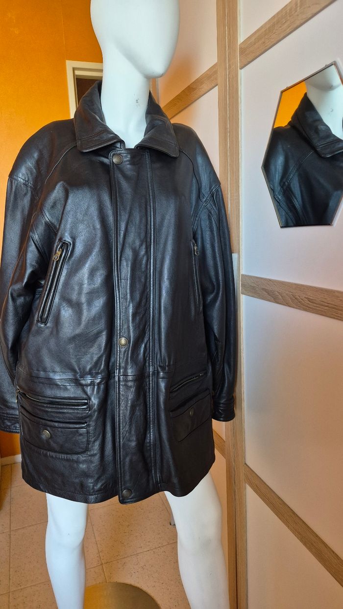 Veste en cuir marque la leather art ta - photo numéro 3