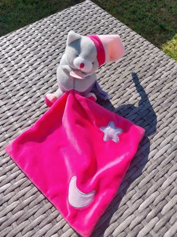 Doudou chat rose