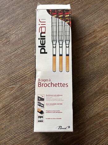 Lot de 3 cages à brochettes en acier inoxydable pour barbecue