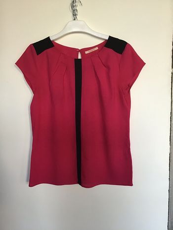 Top blouse fushia et noir